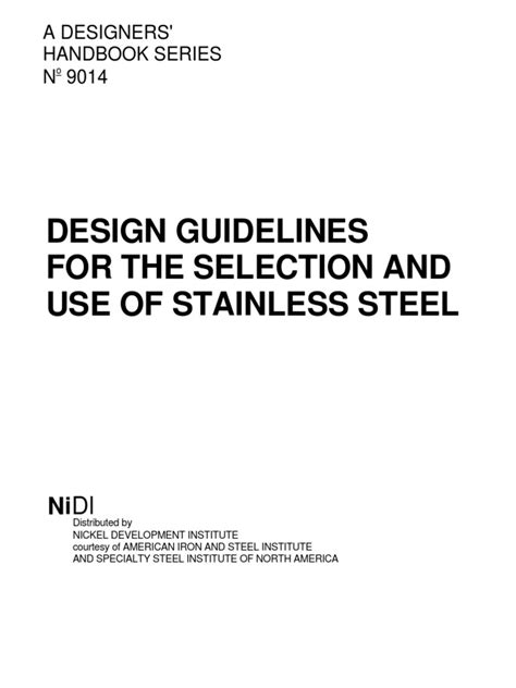 Design Guidelines for the Selection and Use of Stainless Steels.